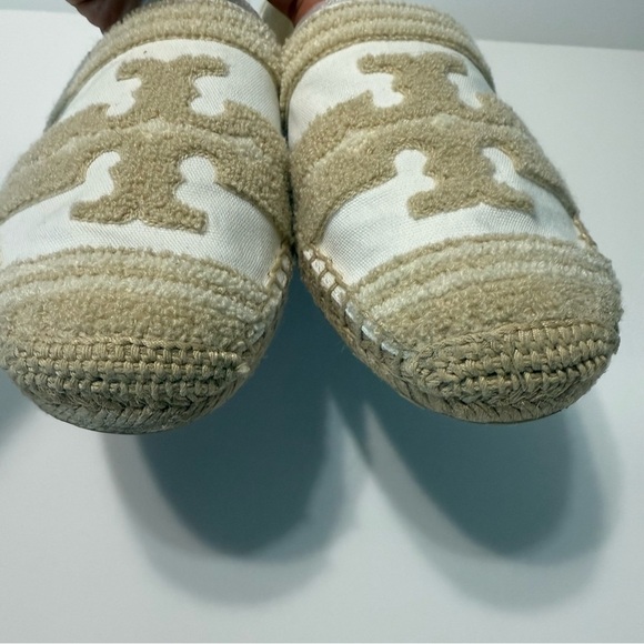 Tory Burch Double T Espadrilles Flats Women Size 10 White Canvas Coastal Summer - Picture 9 of 16